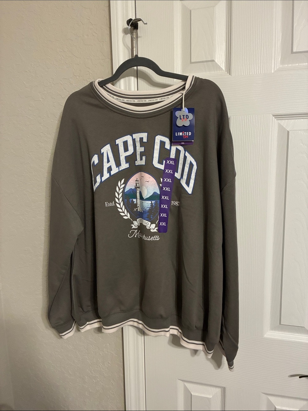 Limited Too Olive Cape Cod Graphic Crewneck Sweater